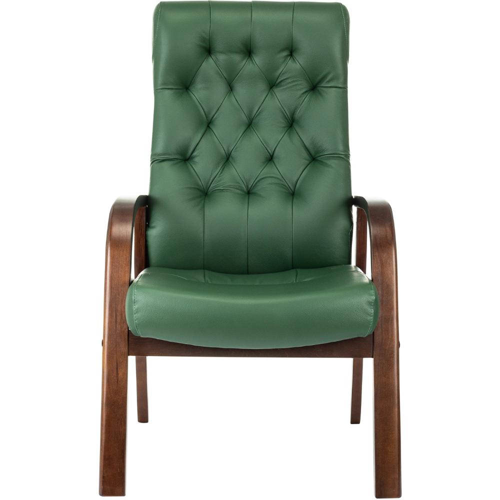 Кресло Бюрократ T-9928WALNUT-CF, натуральная  кожа, зеленый, каркас дерево  - 2