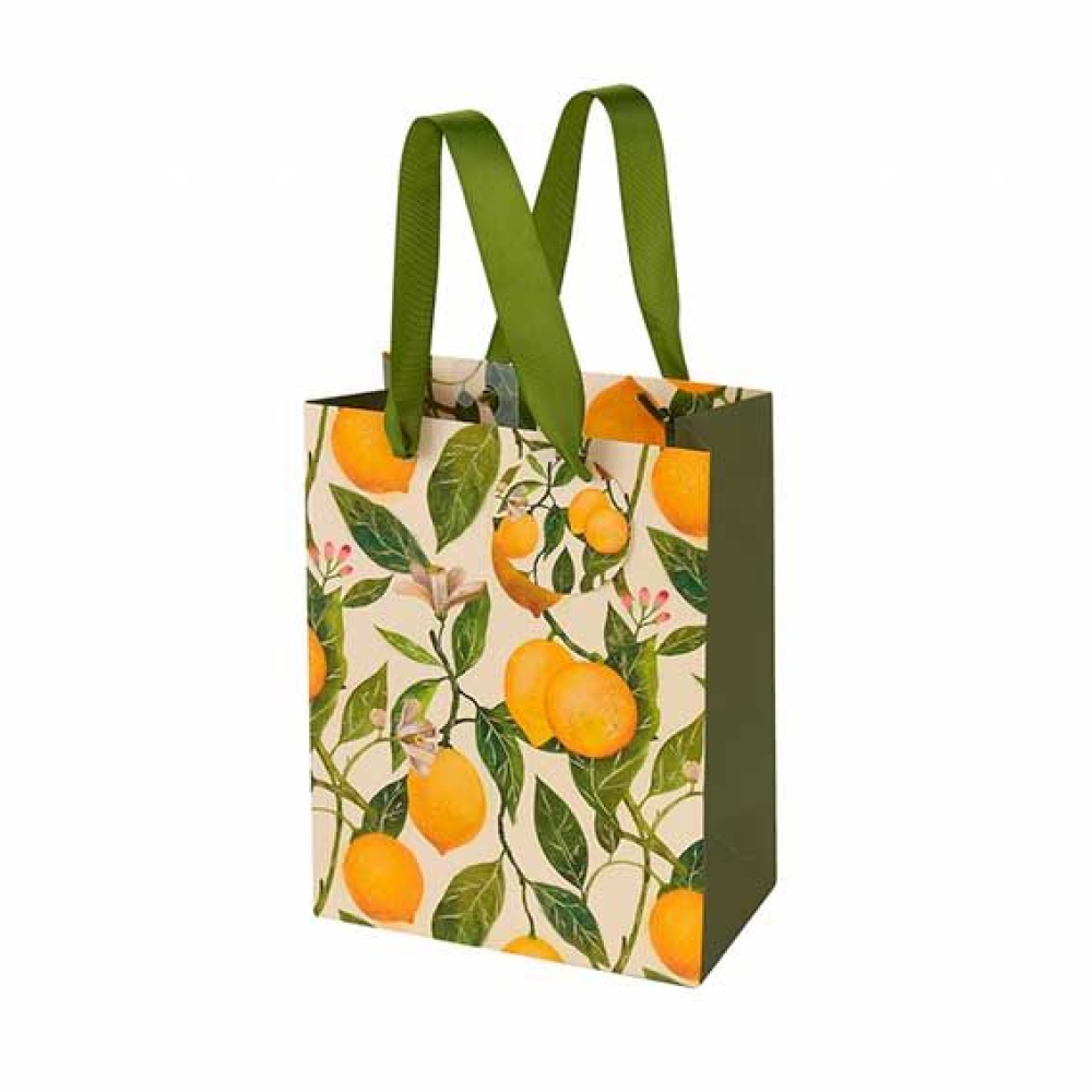 Пакет бумажный подарочный "Flora. Лимоны", 18x23x10 см, желтый