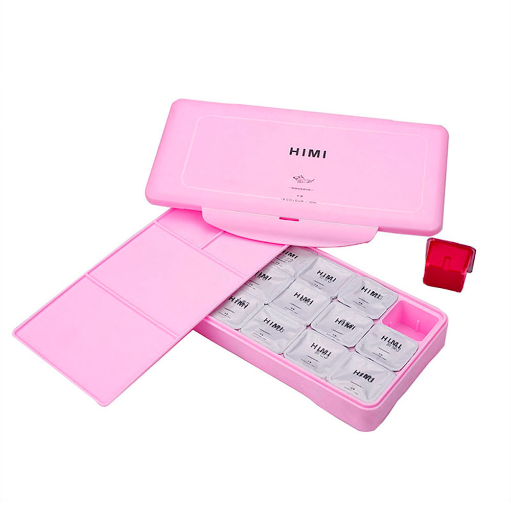 Гуашь "Himi Miya Jelly Cup", 18 цветов, 30 мл, ассорти, розовый футляр