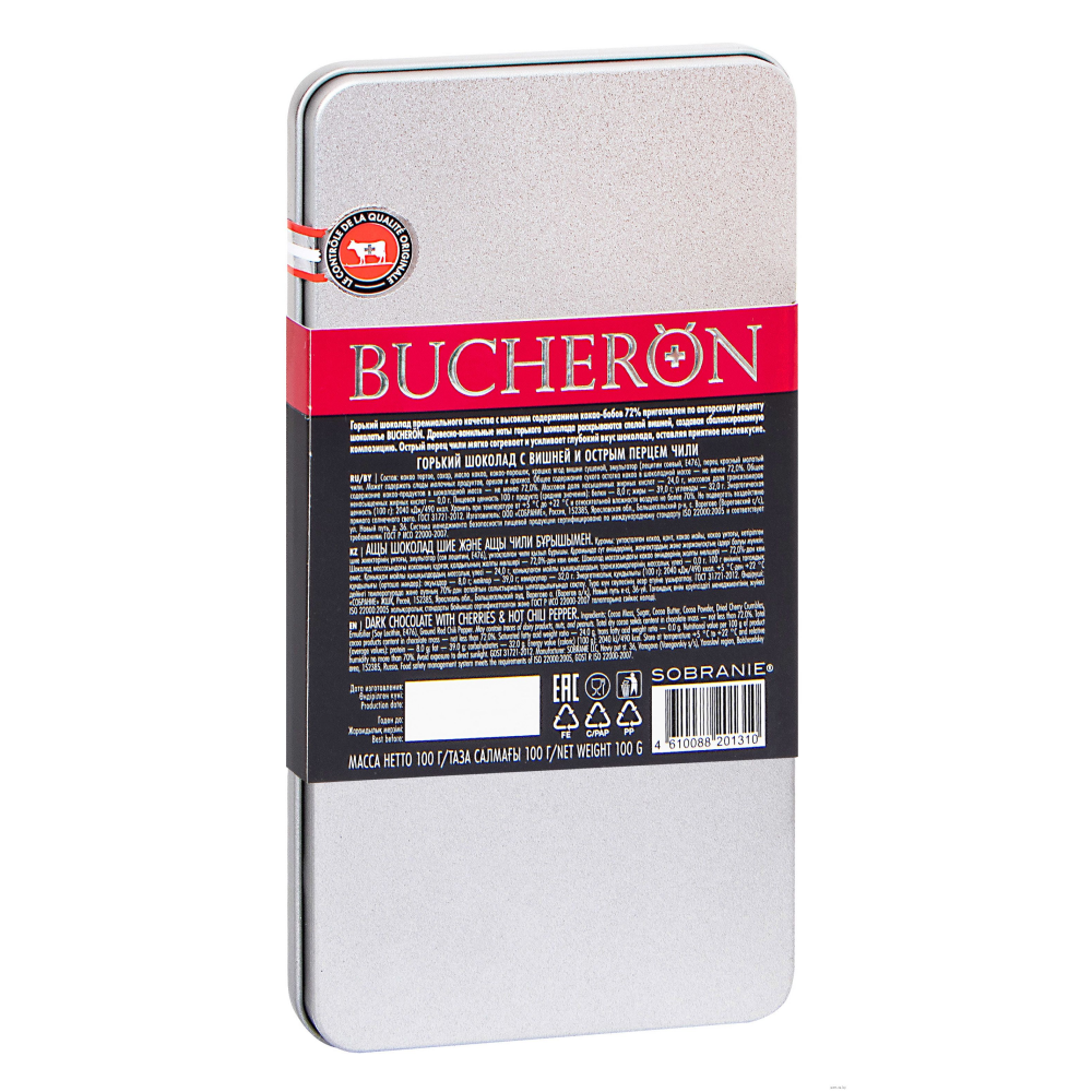 Шоколад горький "Bucheron",100 гр., с вишней и перцем чили