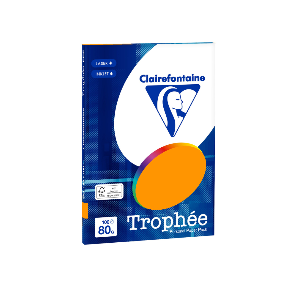 Бумага цветная "Trophée", А4, 100 листов, 80 г/м2, оранжевый