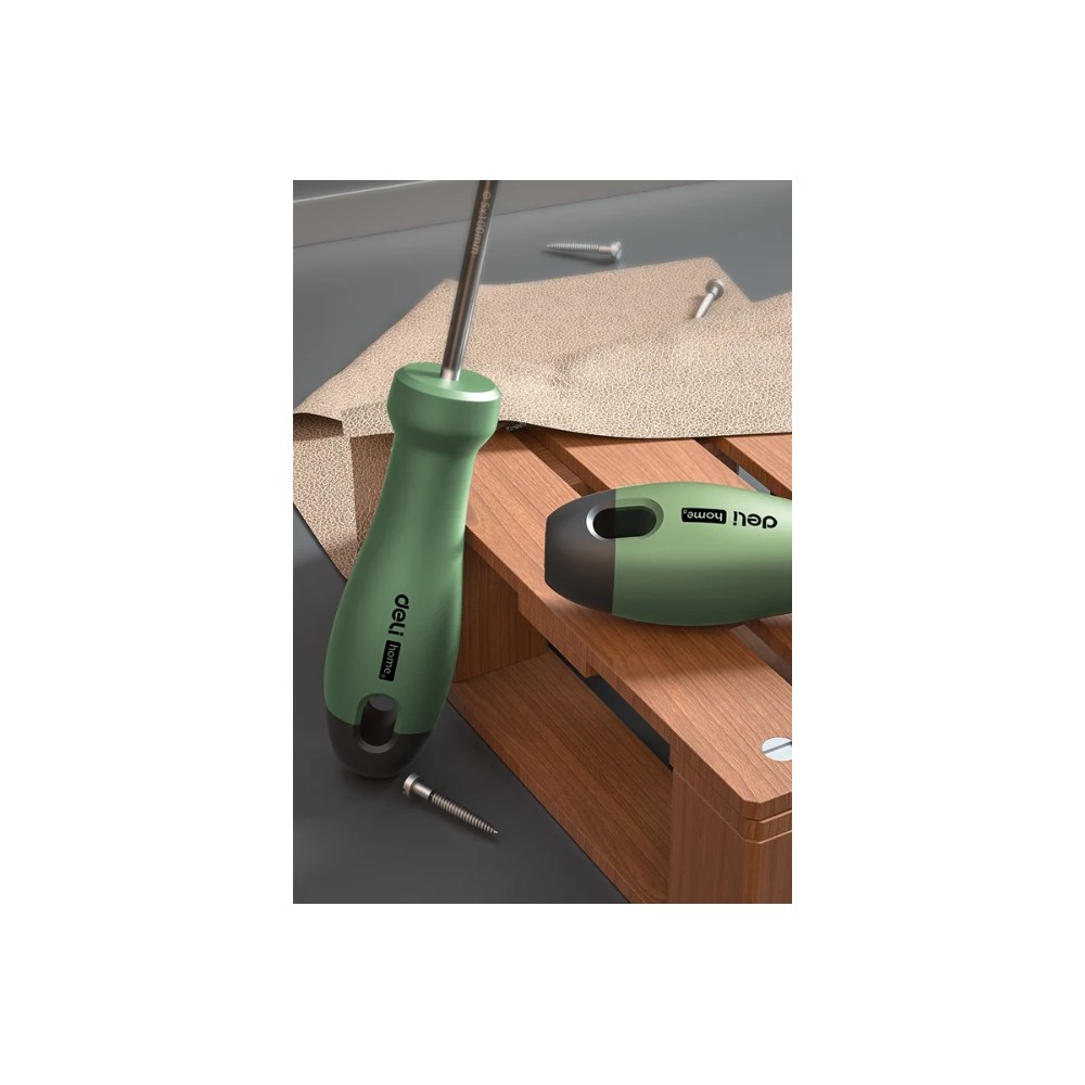 Набор отверток Deli HS HT1004L, 4 шт. ( PH1х100,PH2х150,SL5х100,SL6х150), Soft Touch, зеленый - 7