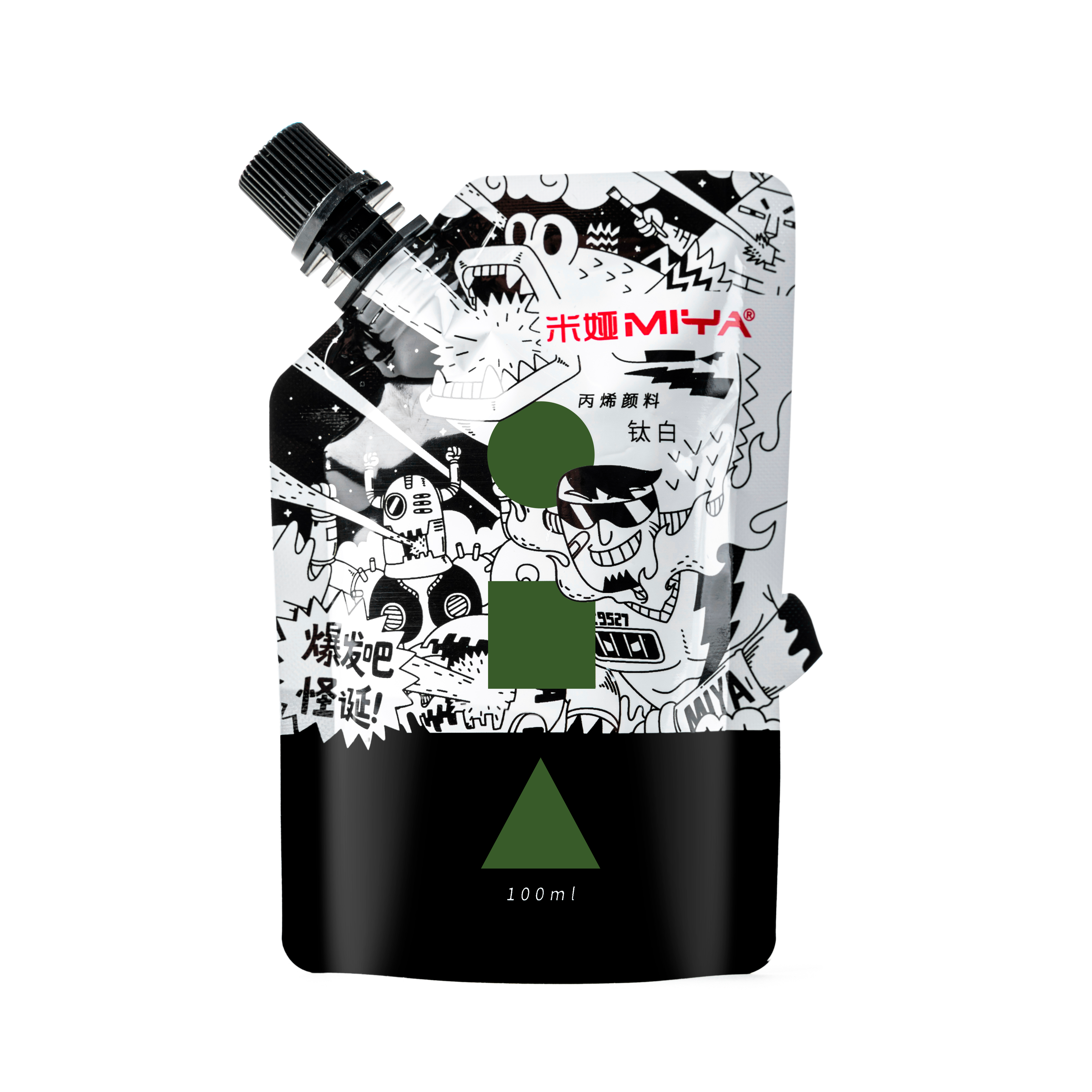 Краски акриловые "Himi Miya", 066 оливковый зеленый, 100 мл, дой-пак