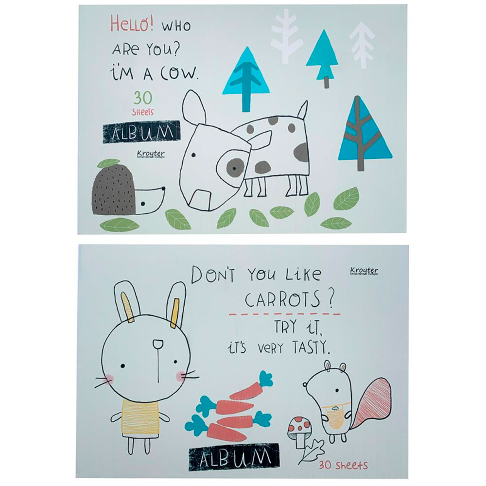 Альбом для рисования "Animals", A4, 30 листов, склейка