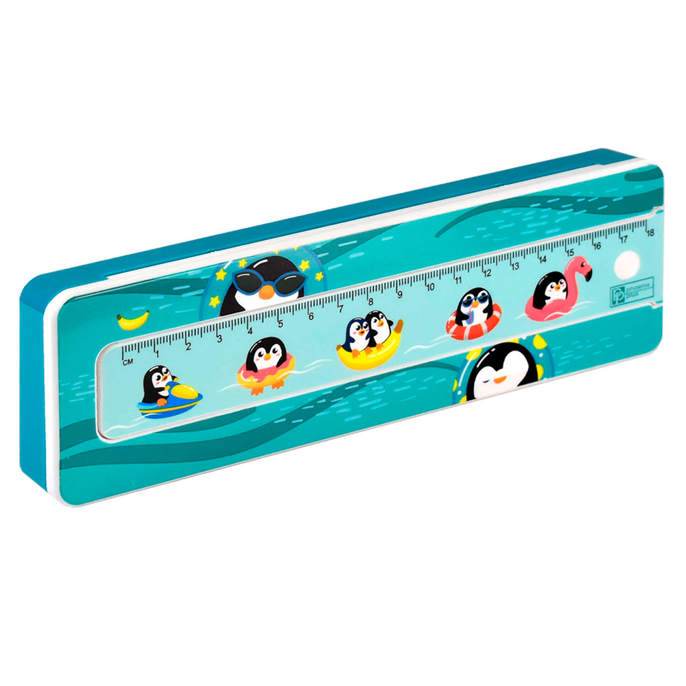 Пенал "Пингвины" с линейкой, 1 отделение