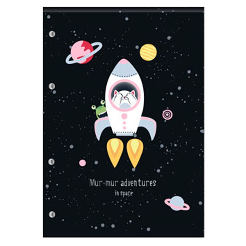 Сменный блок для тетради на кольцах "Mur-mur ракета", А5-, 80 л, клетка, черный