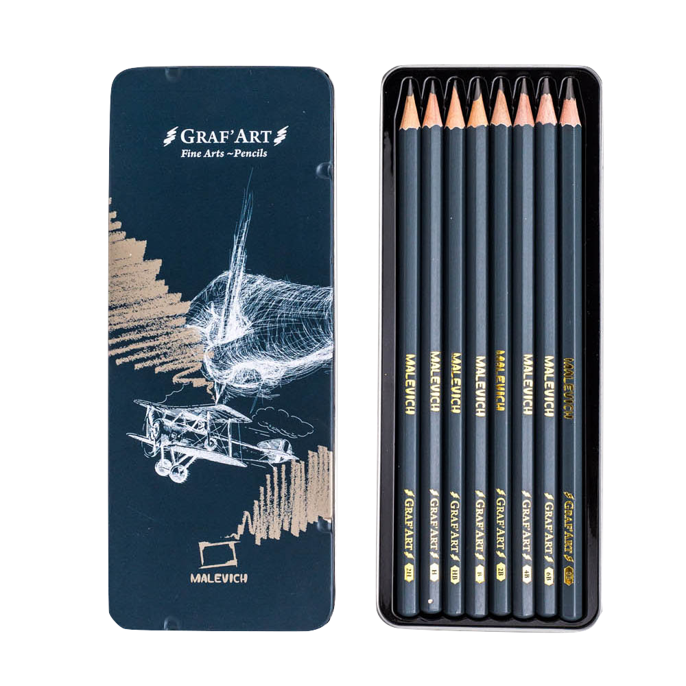 Набор чернографитных карандашей Малевичъ "Graf'Art", 8 шт.