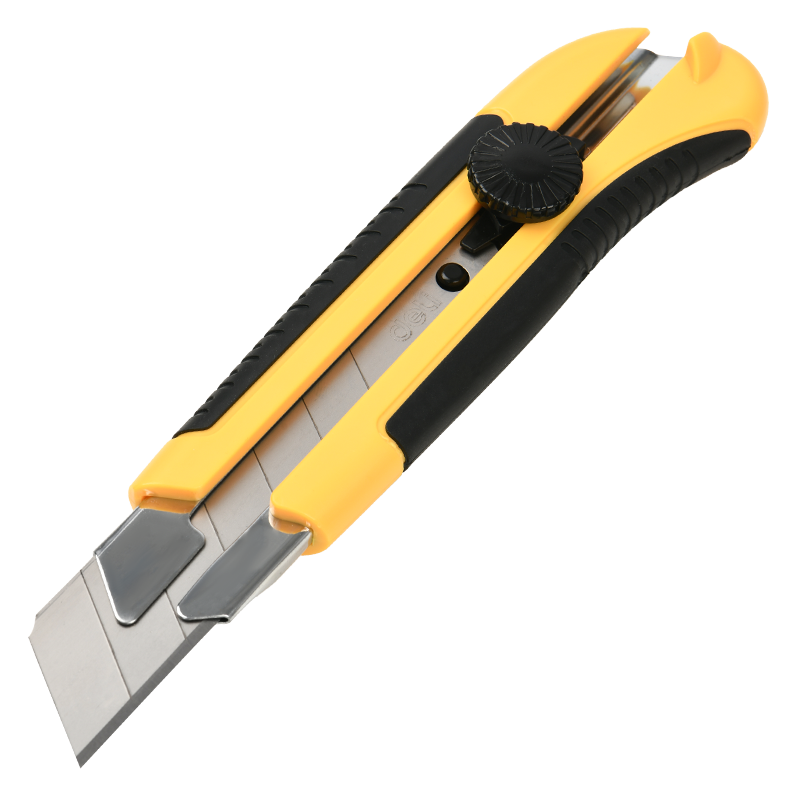 Нож строительный "Deli" 25 мм, желтый