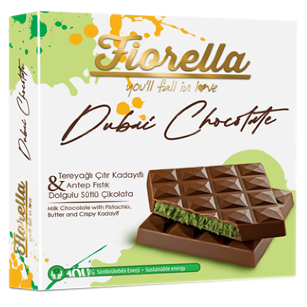 Шоколад молочный "Fiorella. Dubai Chocolate", 60 г, с начинкой из фисташки и кадаифа