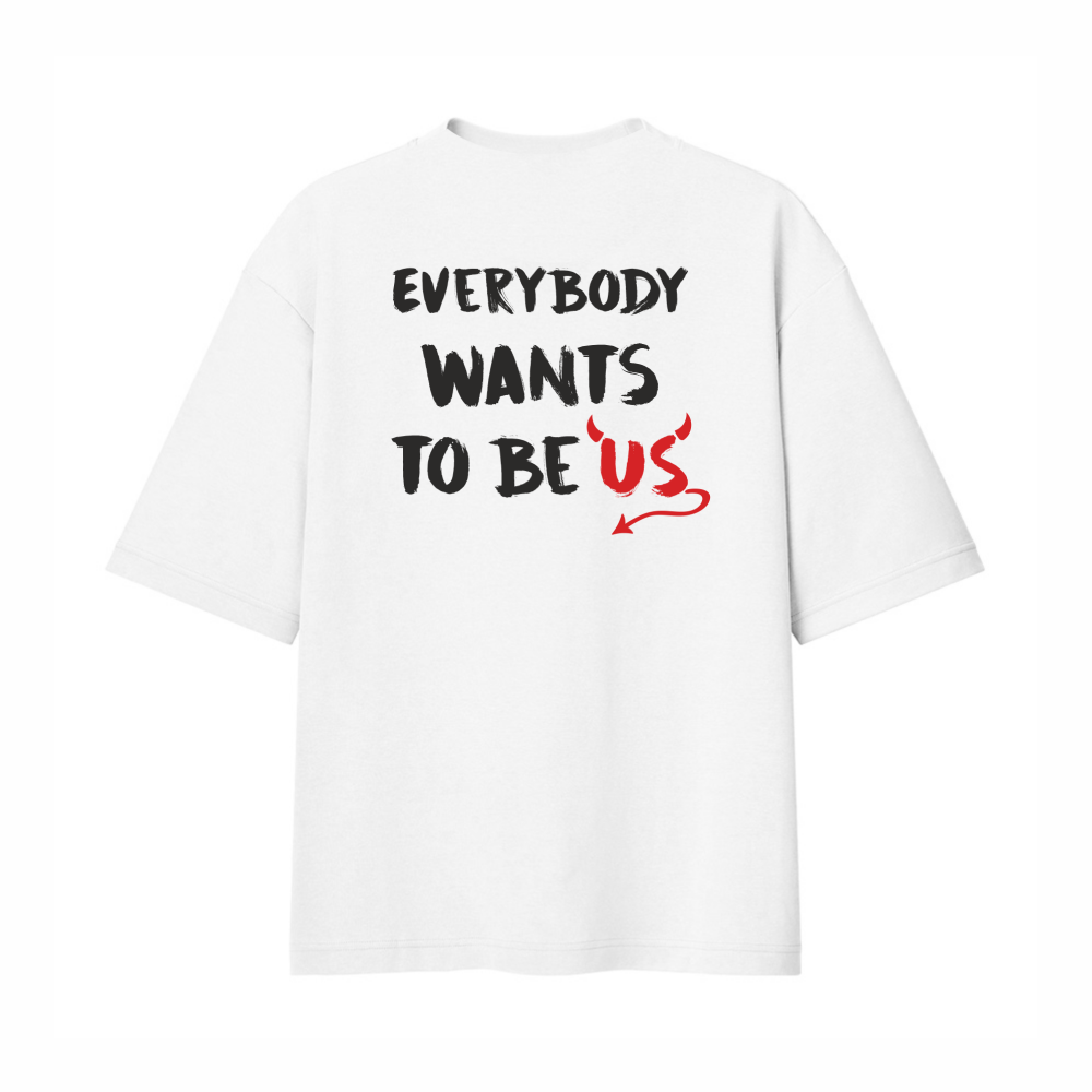 Футболка унисекс оверсайз "Everybody wants to be us", XS-S, хлопок, белый