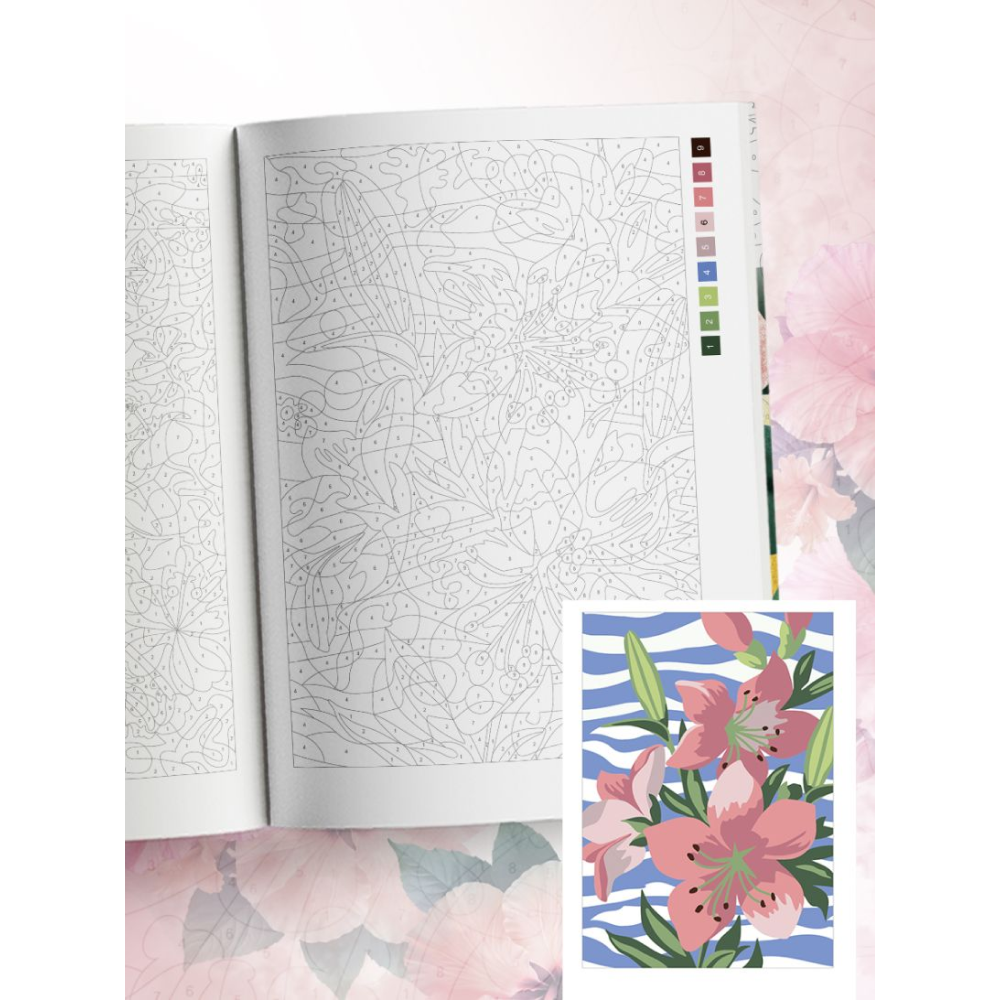 Раскраска-антистресс "Прекрасные цветы. Раскраска по номерам" - 8