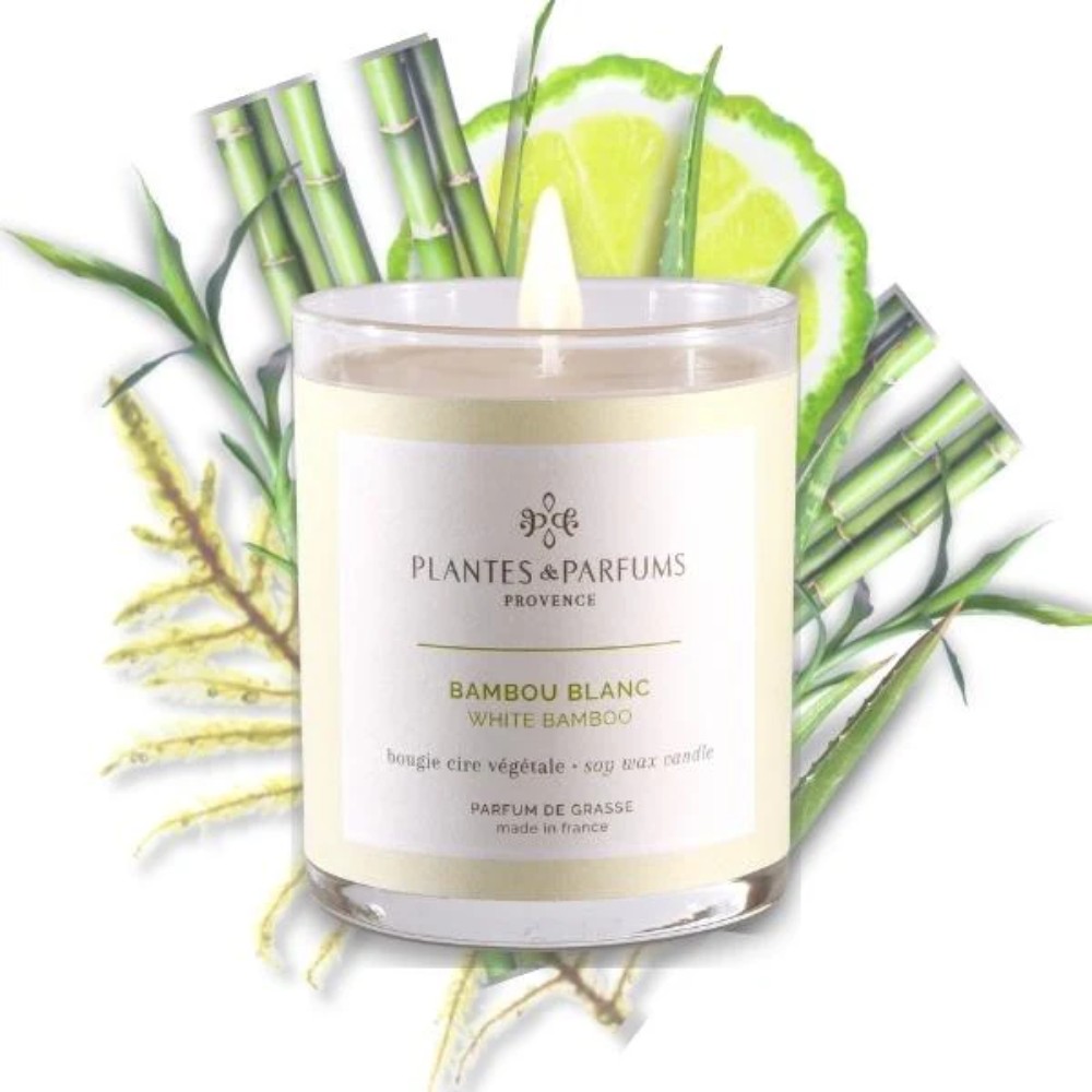 Свеча ароматическая PLANTS&PARFUMS "White Bamboo", 180 гр., подарочная упаковка