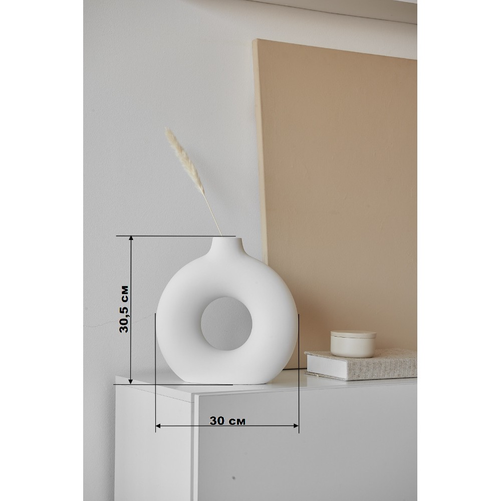 Ваза "Пончик", гипс, белый - 4