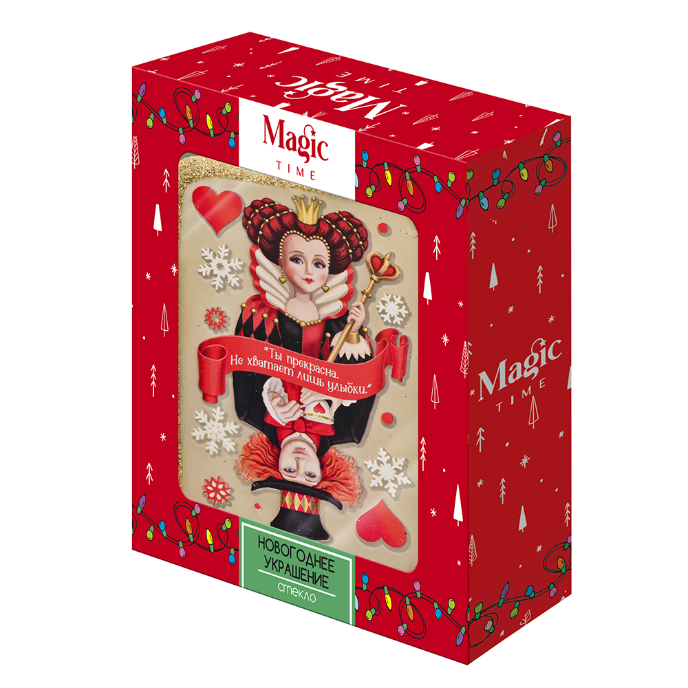 Украшение новогоднее "Карта Черви из Страны чудес", белый, красный - 3