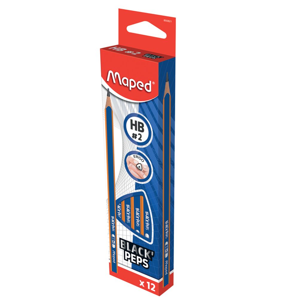 Карандаш простой Maped "Navy", HB, без ластика, синий, оранжевый