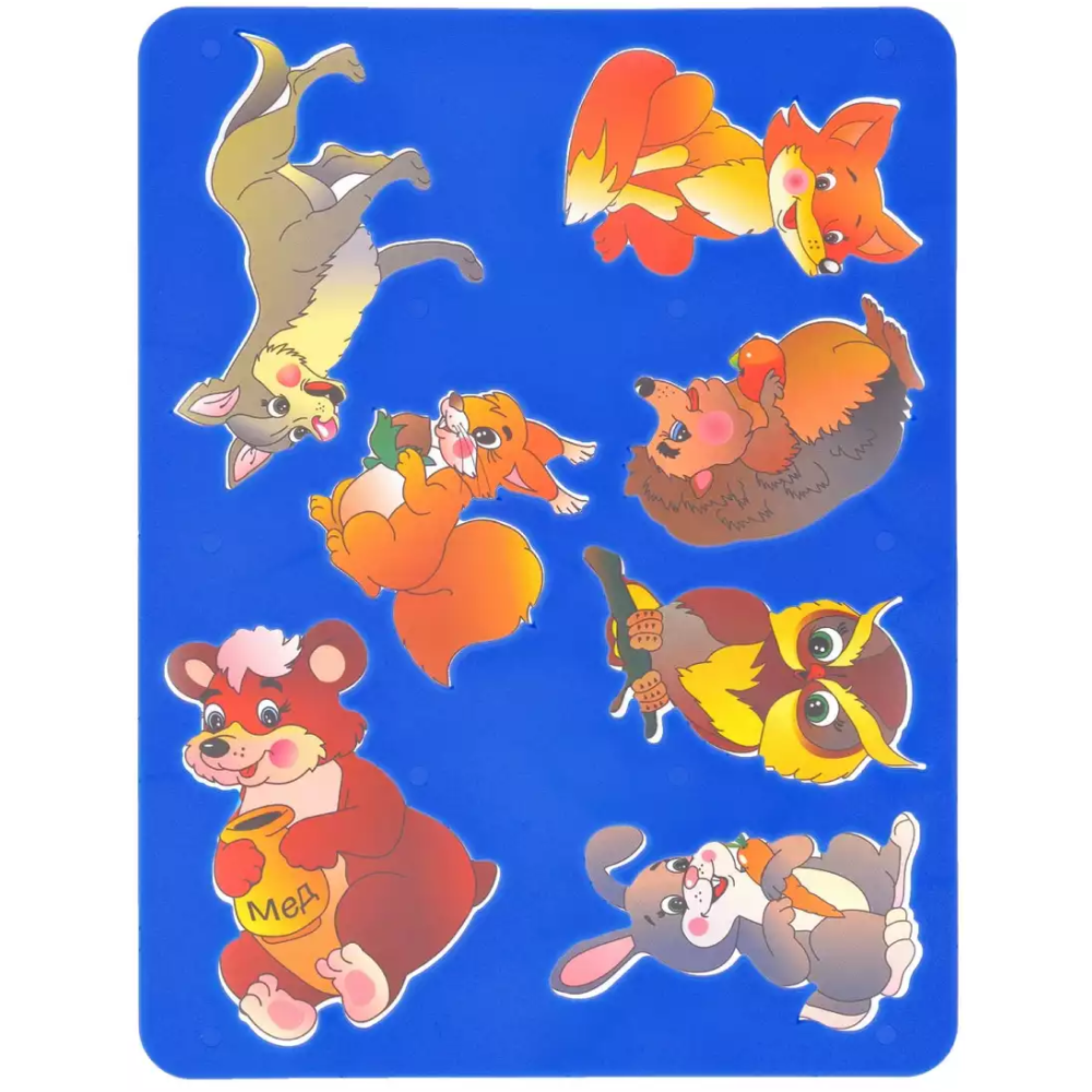 Трафарет-раскраска "Лесные звери", ассорти