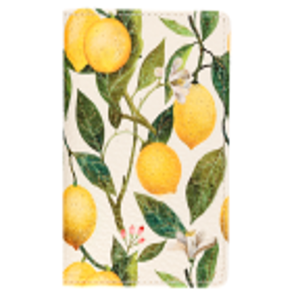 Обложка для паспорта "Flora. Paradise. Lemons", кожзам, белый, желтый