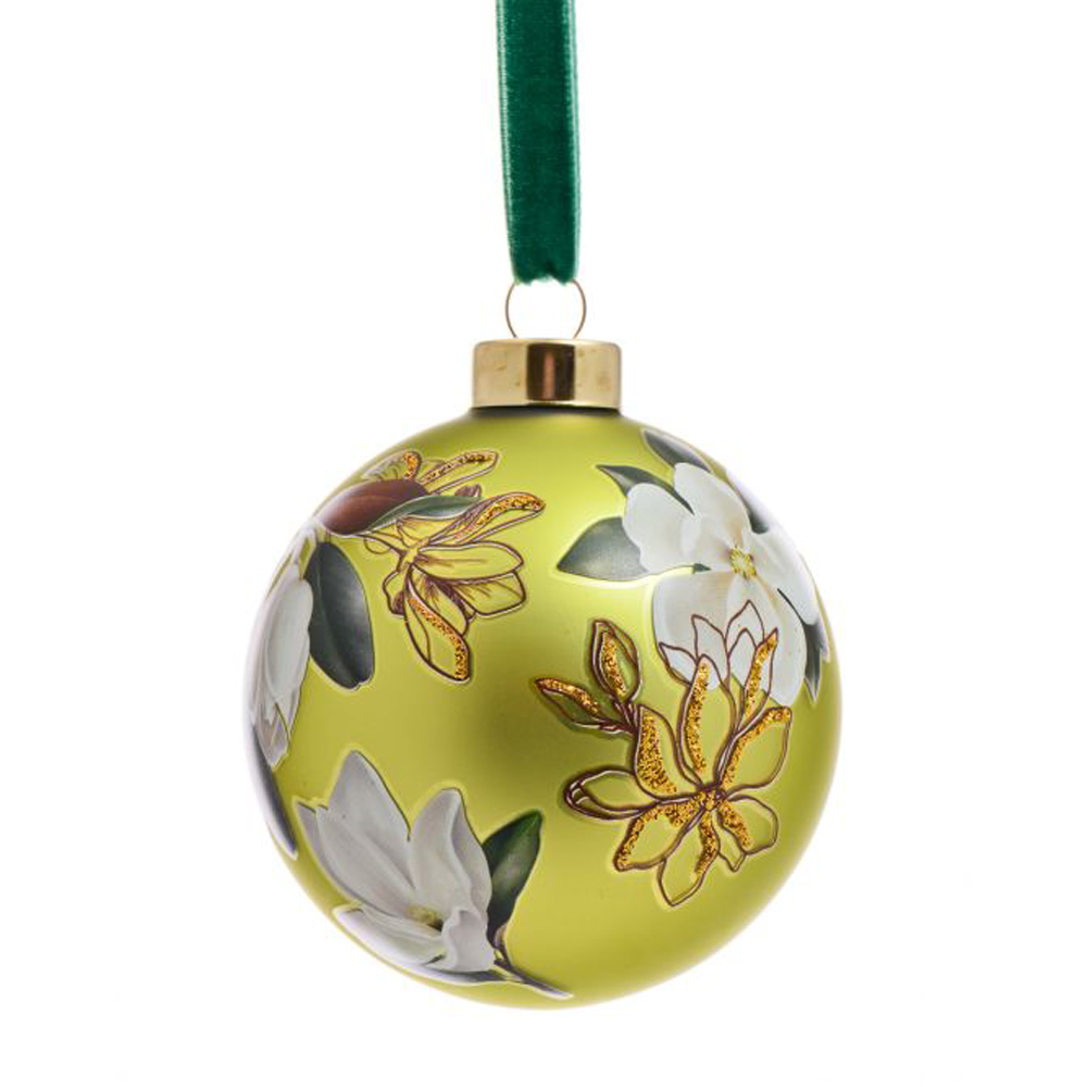 Шар елочный матовый "Ботаника",  d8 см, фисташковый