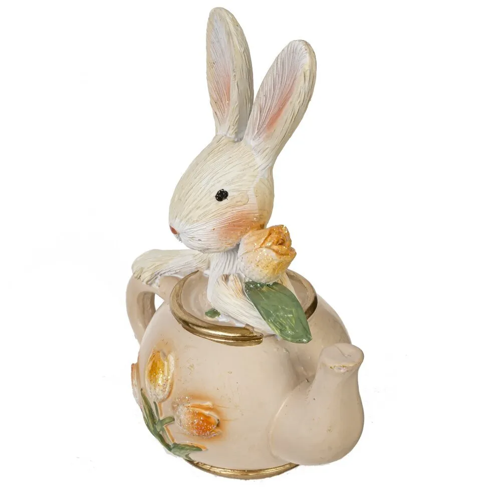 Фигурка "Заяц в чайнике", 8 x 5 x 10 см, бежевый