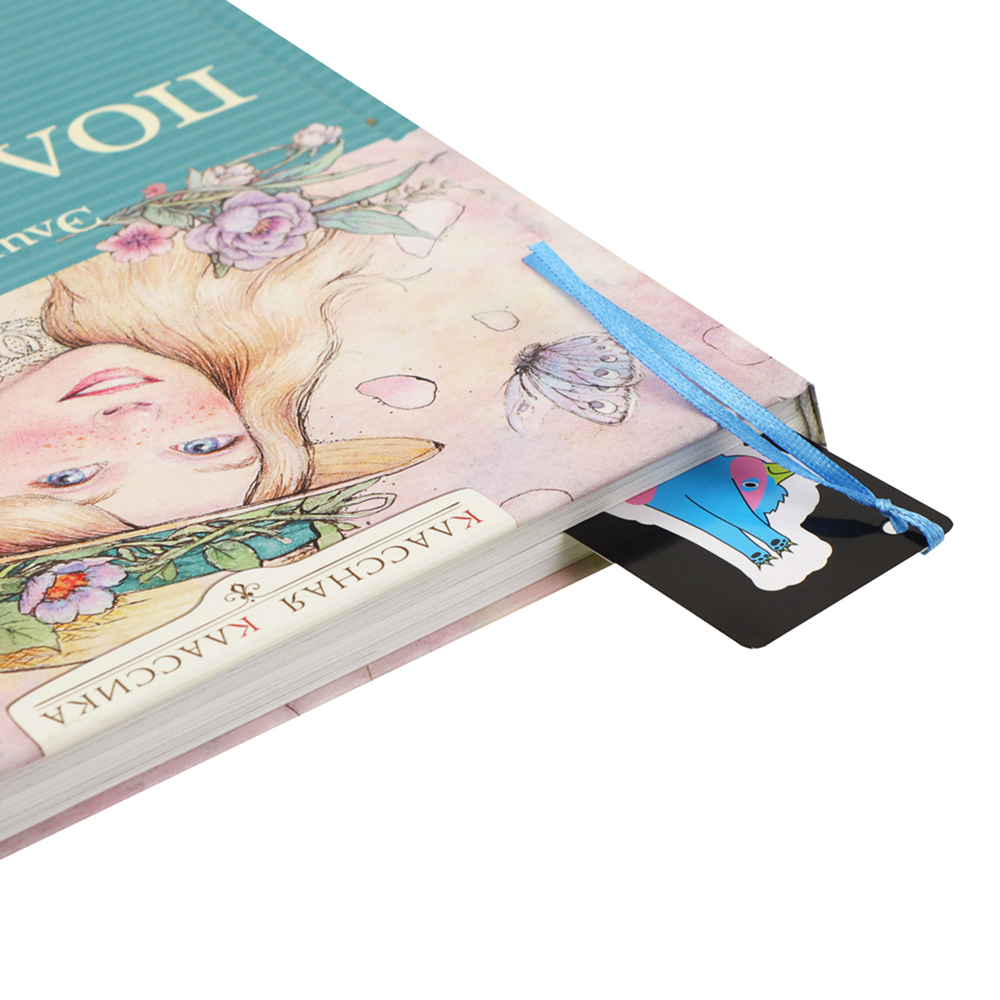 Закладка для книг "Кот без забот", 170 мм, c лентой, 4 штук, черный