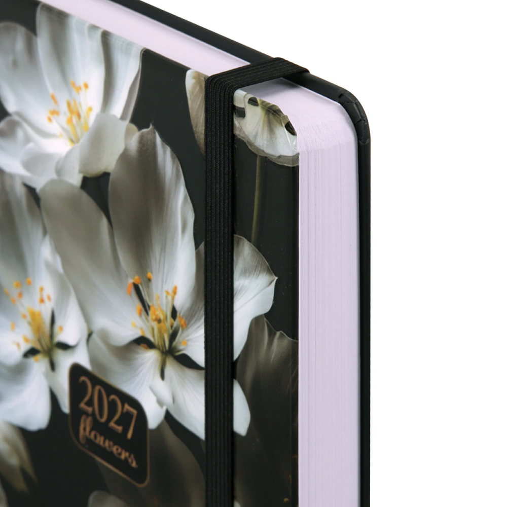 Ежедневник датированный "Flowers" на 2027, А5, 320 страницы, линейка, черный