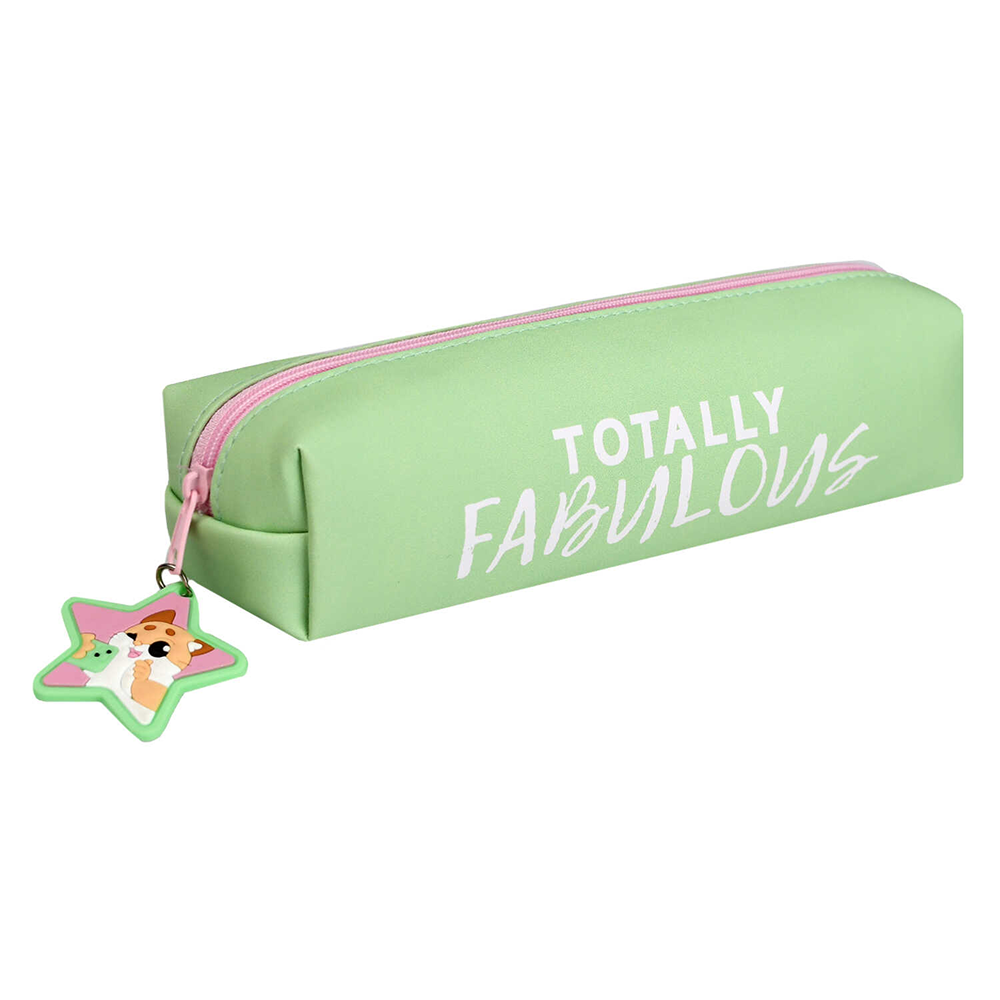 Пенал "Котик с телефоном", 1 отделение, зелёный