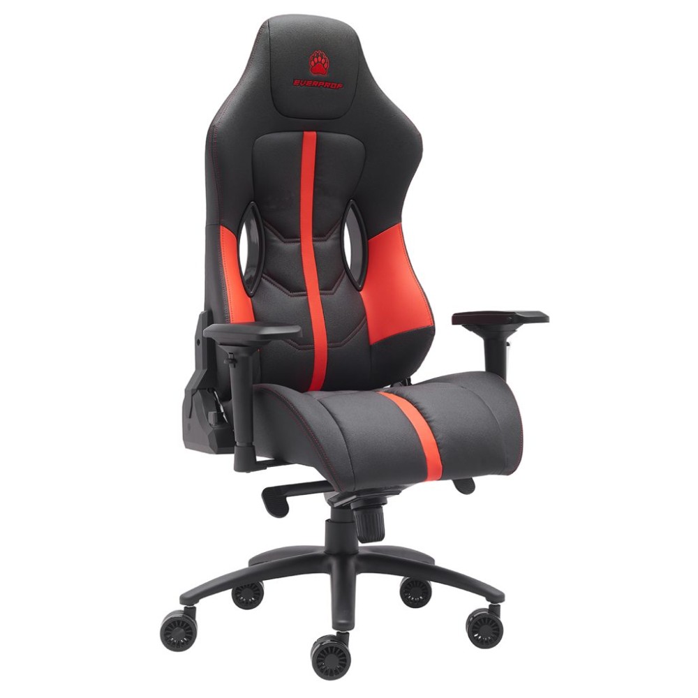 Кресло игровое EVERPROF "Jaguar", экокожа, металл, черный, красный