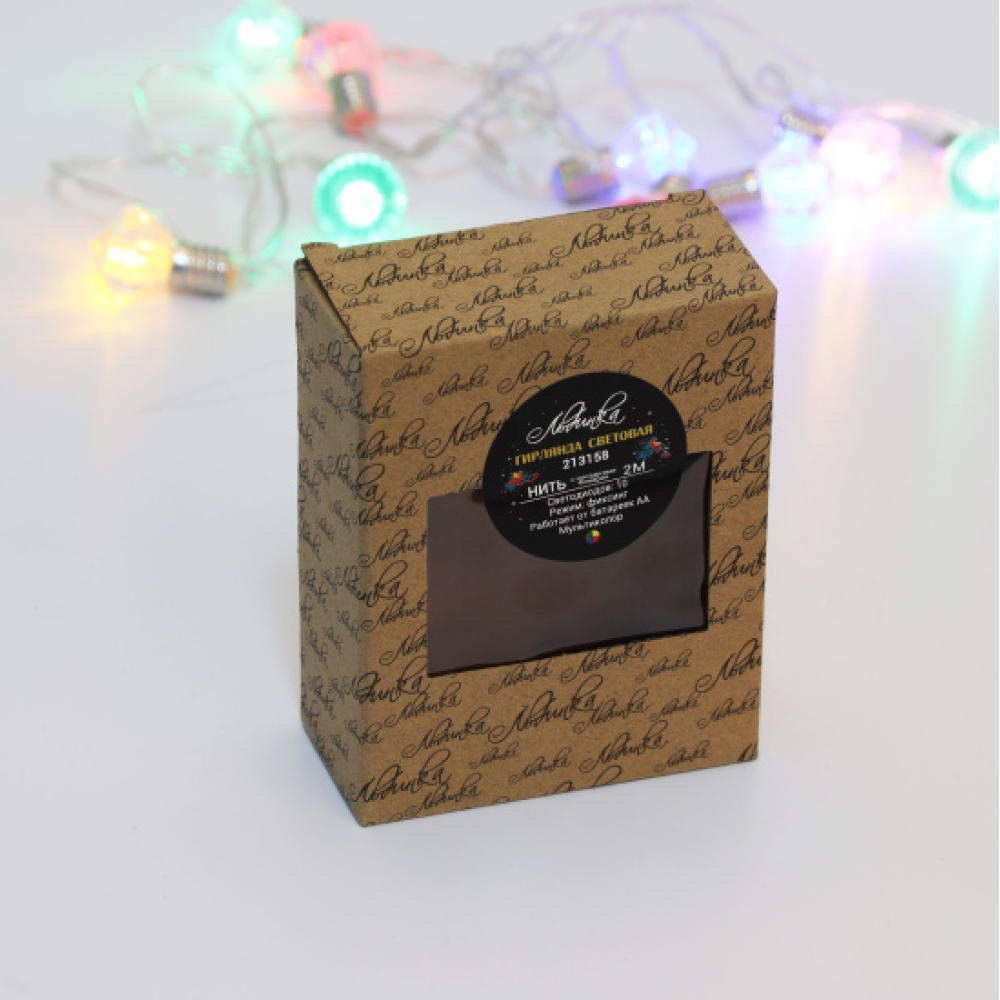 Гирлянда электрическая LED "Нить" с насадками "Фонарик", 2 м, тепло-белый