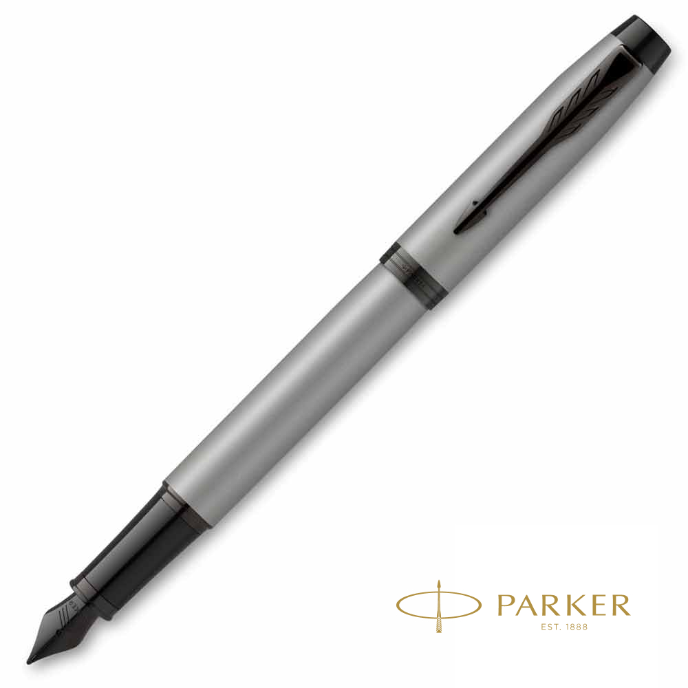 Ручка перьевая Parker "IM Achromatic F317", F, серый, черный, патрон синий
