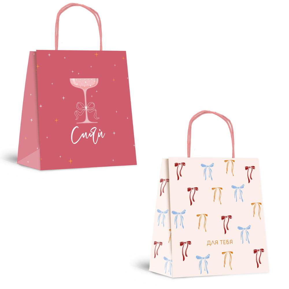 Пакет бумажный подарочный "Cherry Lady", 24х28х14 см, ассорти