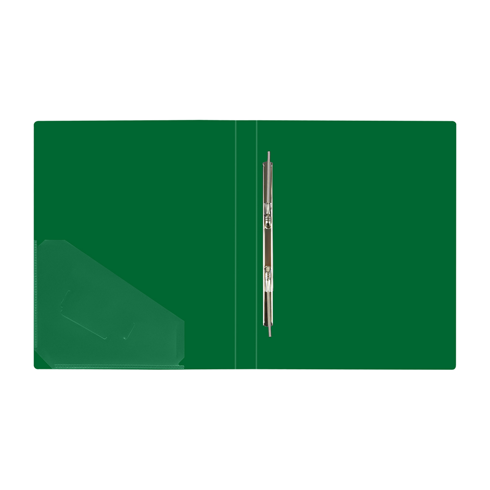 Папка-скоросшиватель А-611 "Стандарт" с карманом, пластик, зеленый - 3