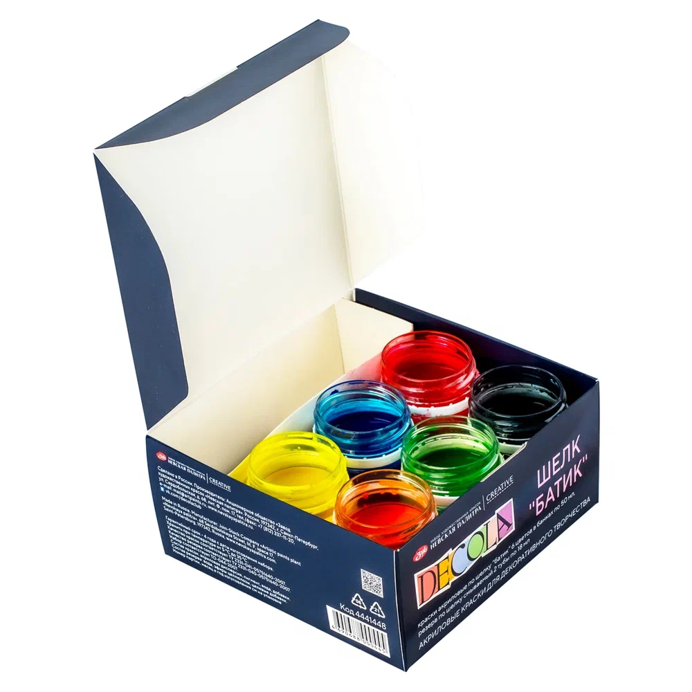 Краска акриловая по шелку "Декола батик", набор 6 цветов, 50 мл, резервы 2 шт. - 3