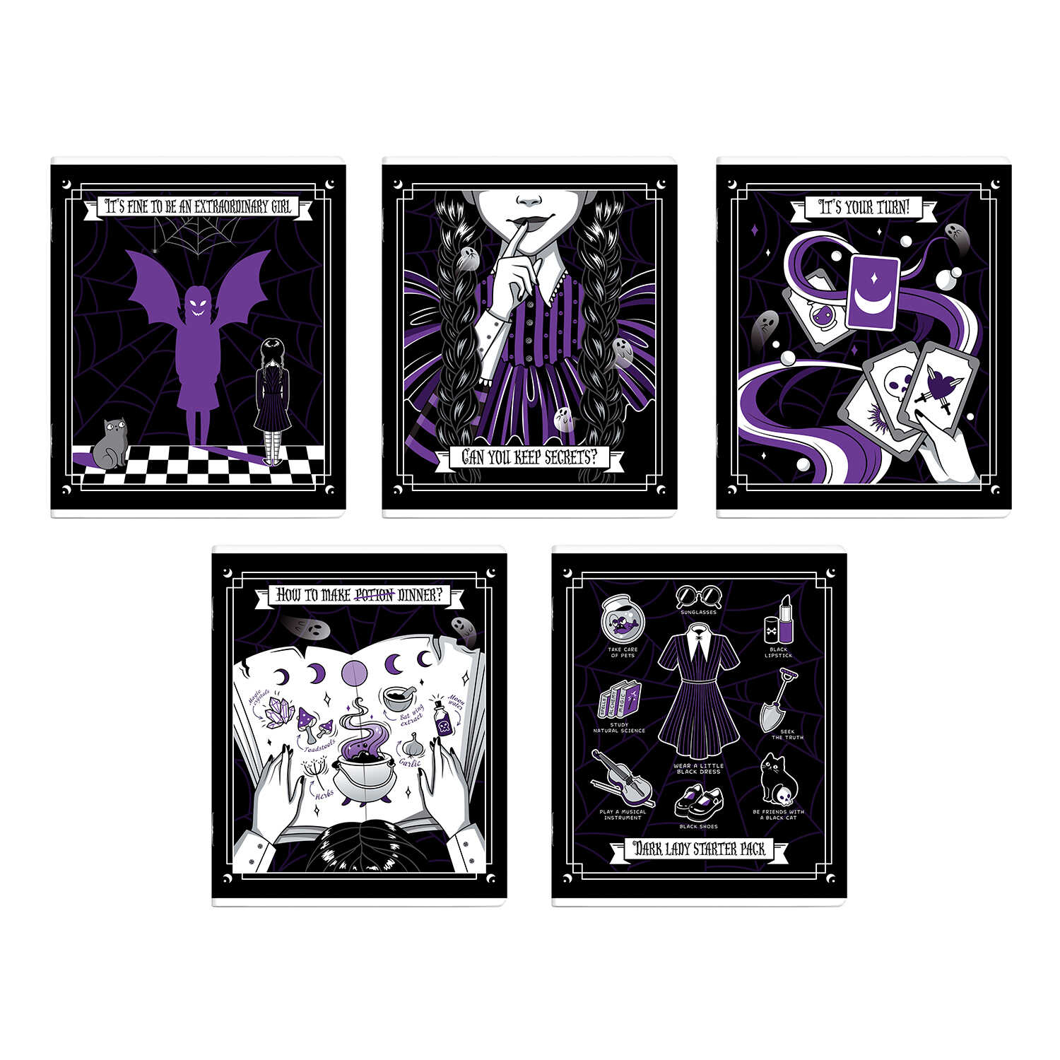 Тетрадь Феникс+ "Милая готика", А5+, 48 листов, клетка, ассорти