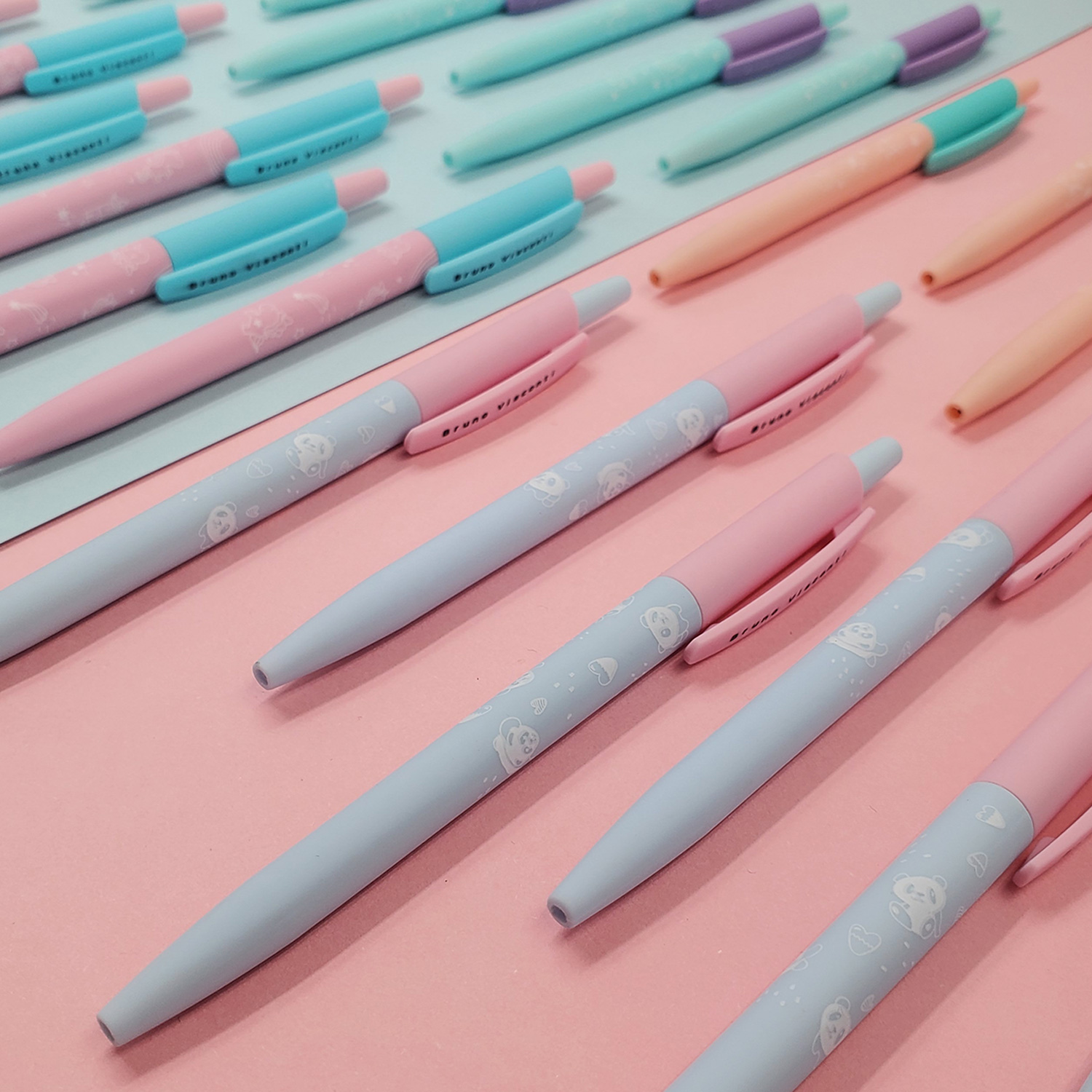 Ручка шариковая автоматическая "HappyClick. Зефирные животные. Панды", 0.5 мм, розовый, голубой, стерж. синий - 6