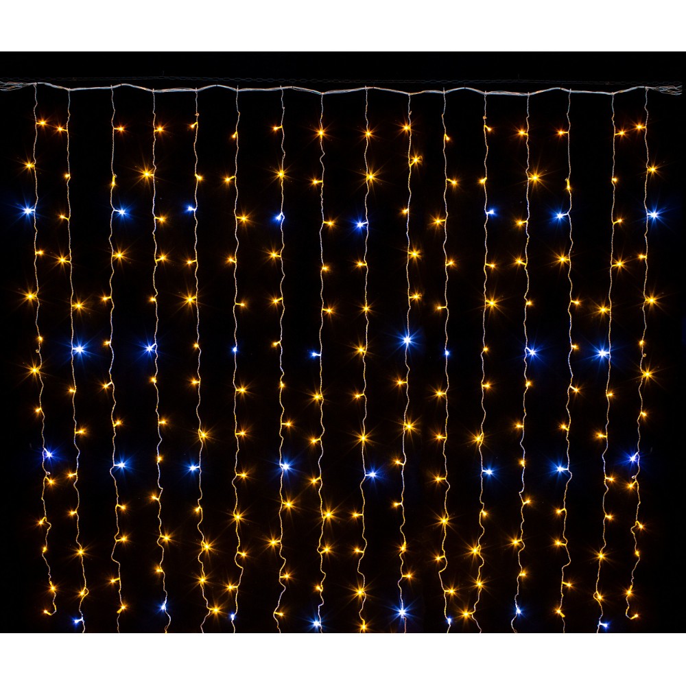 Гирлянда LED "Занавес" 2,0*2,0 м, 240 LED,  прозрачный провод, желтый