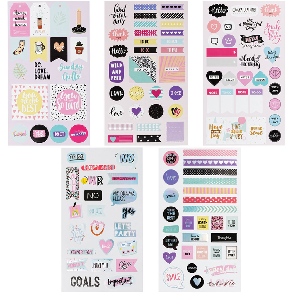 Набор наклеек бумажных "Hygge", 5 листов, 21x12 см