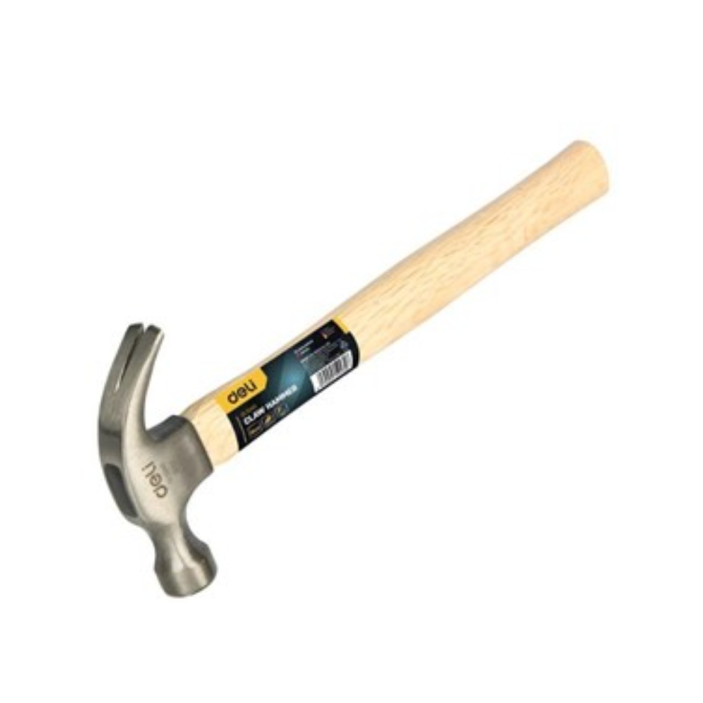 Молоток-гвоздодер "Deli" 0,226 кг, деревянная рукоятка