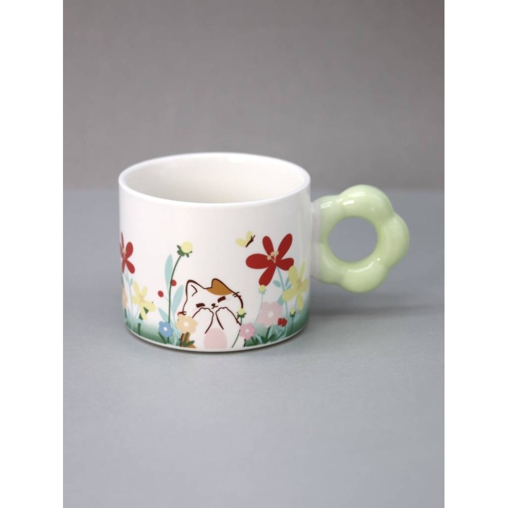 Кружка керамическая "Flower meadows", 380 мл., зеленый
