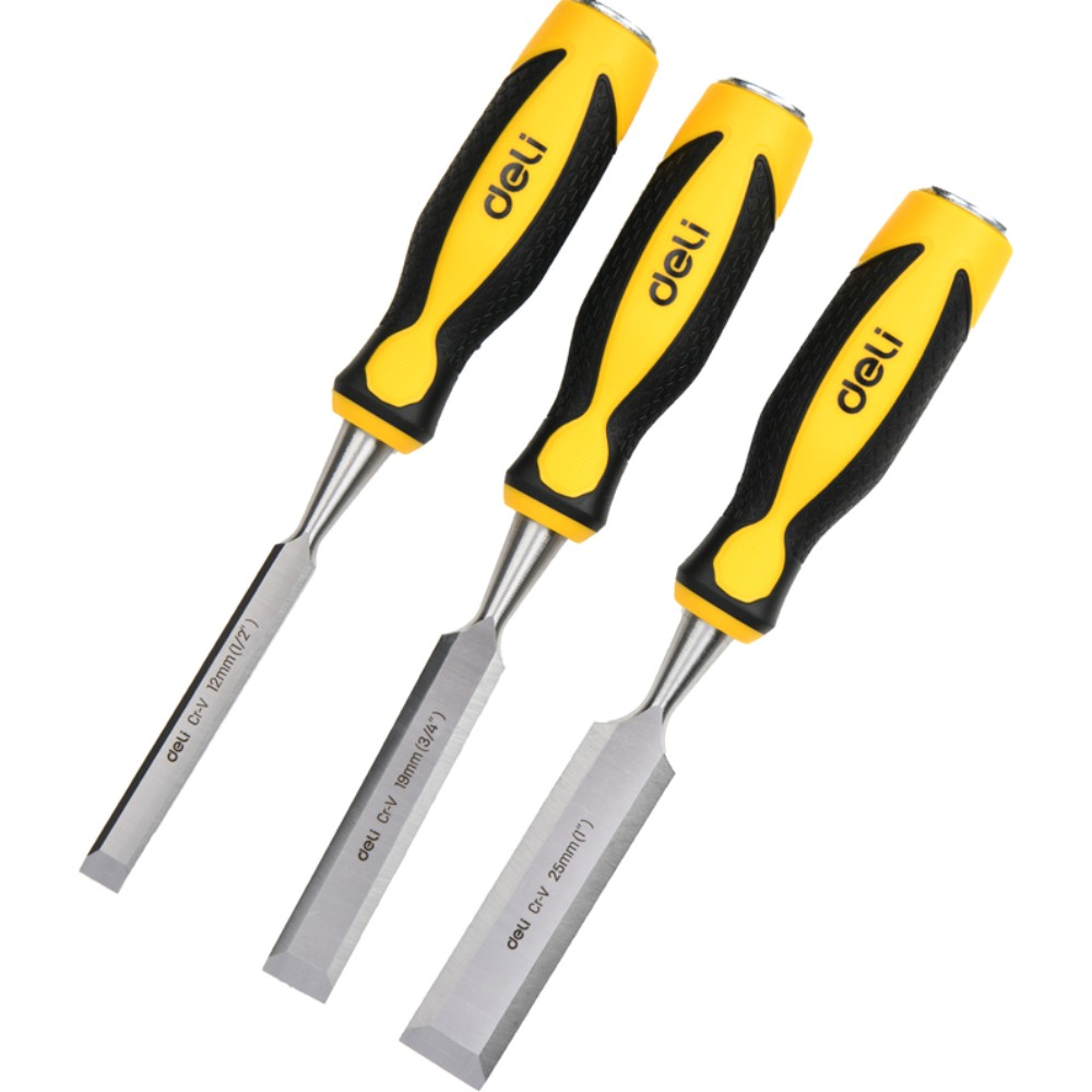 Набор стамесок Deli YS EDL6203-ED1, 12-25 мм, 3 шт., черный, желтый