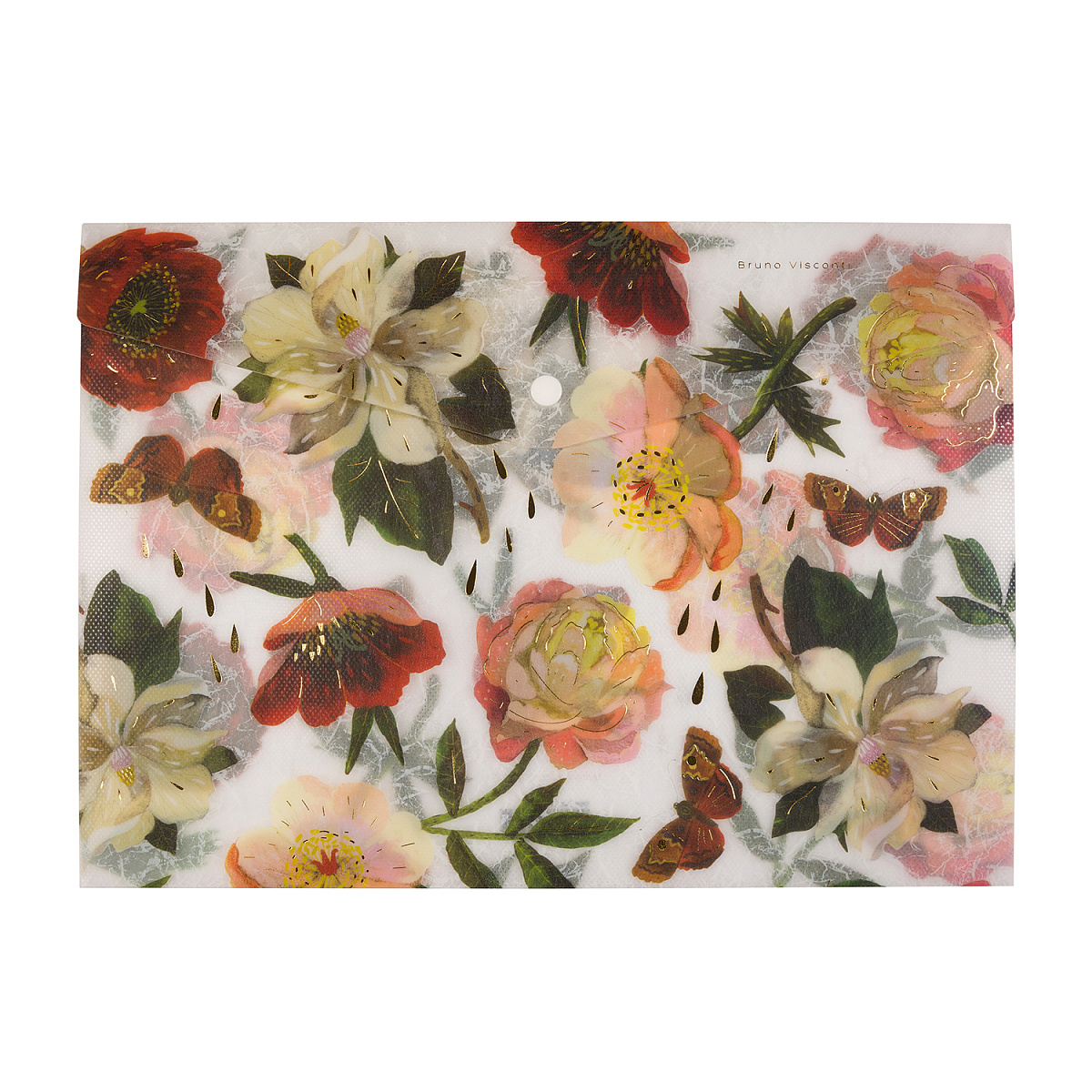 Папка-конверт на кнопке Bruno Visconti "Пионы", А4,  разноцветный