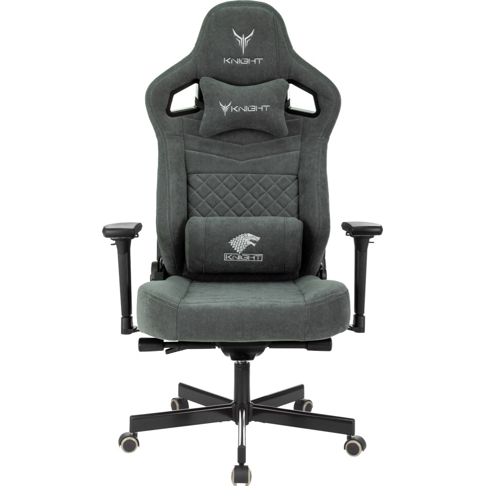 Кресло игровое Бюрократ Knight Hunter, искусственная замша, серый