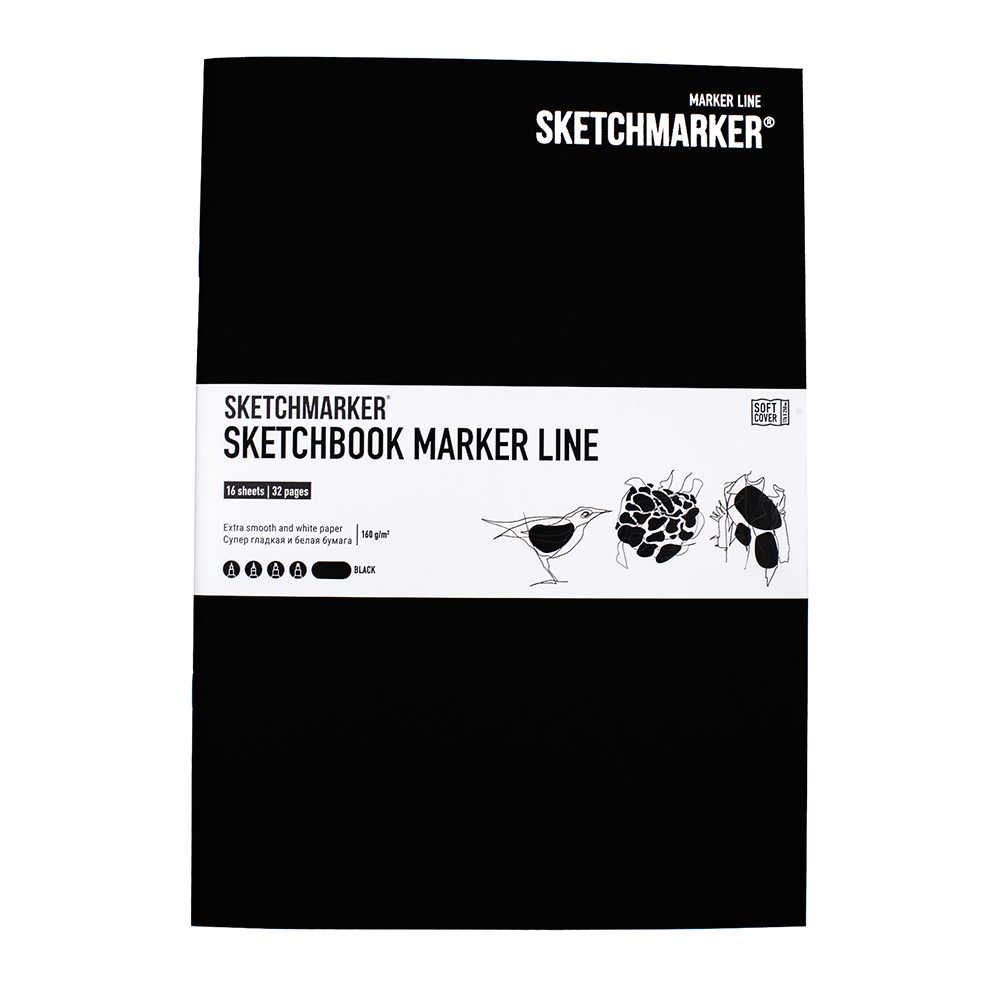 Скетчбук "Sketchmarker marker line", 17.6x25 см,160 г/м2, 16 листов, черный