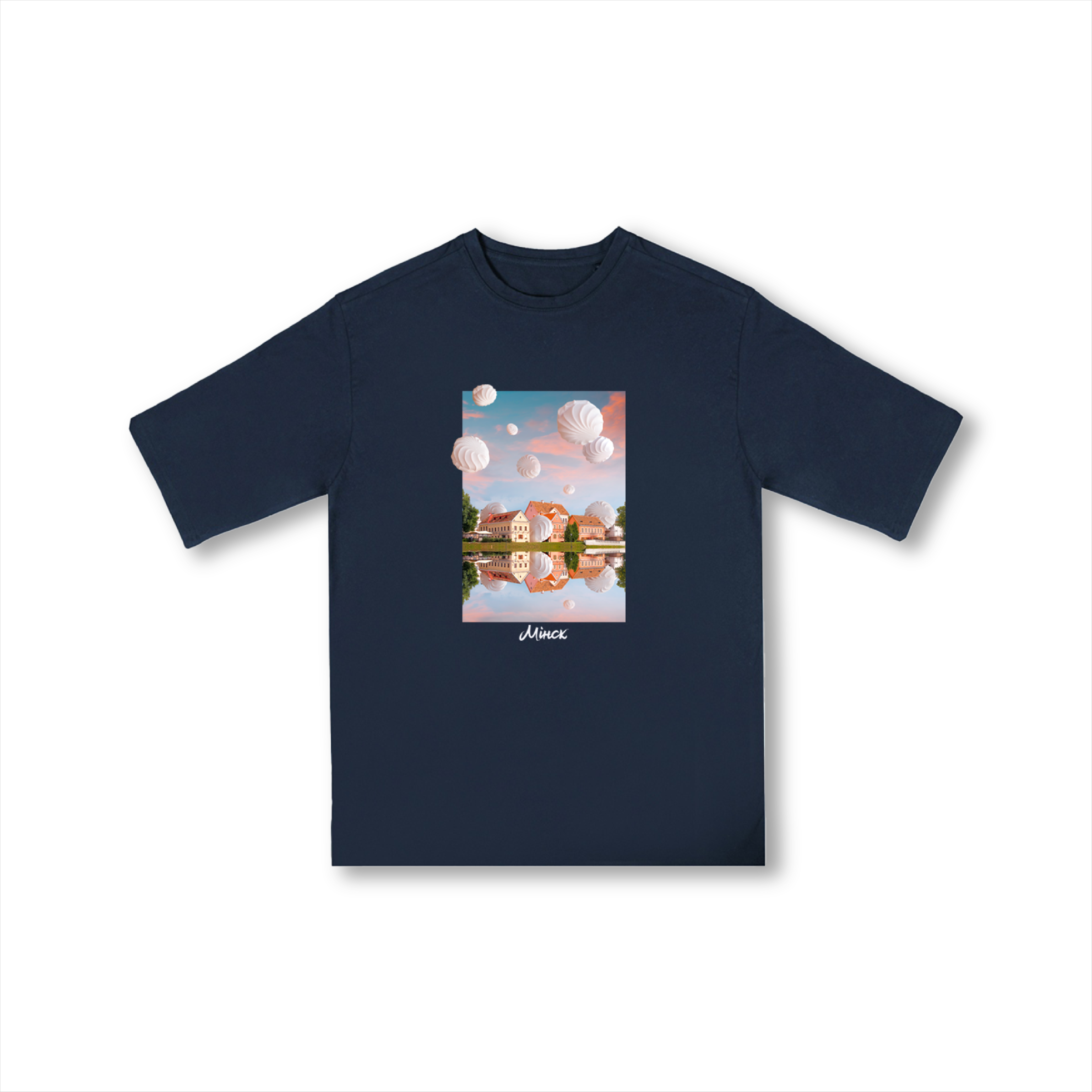 Футболка оверсайз унисекс "Минск. Троицкое", XS-S, темно-синий