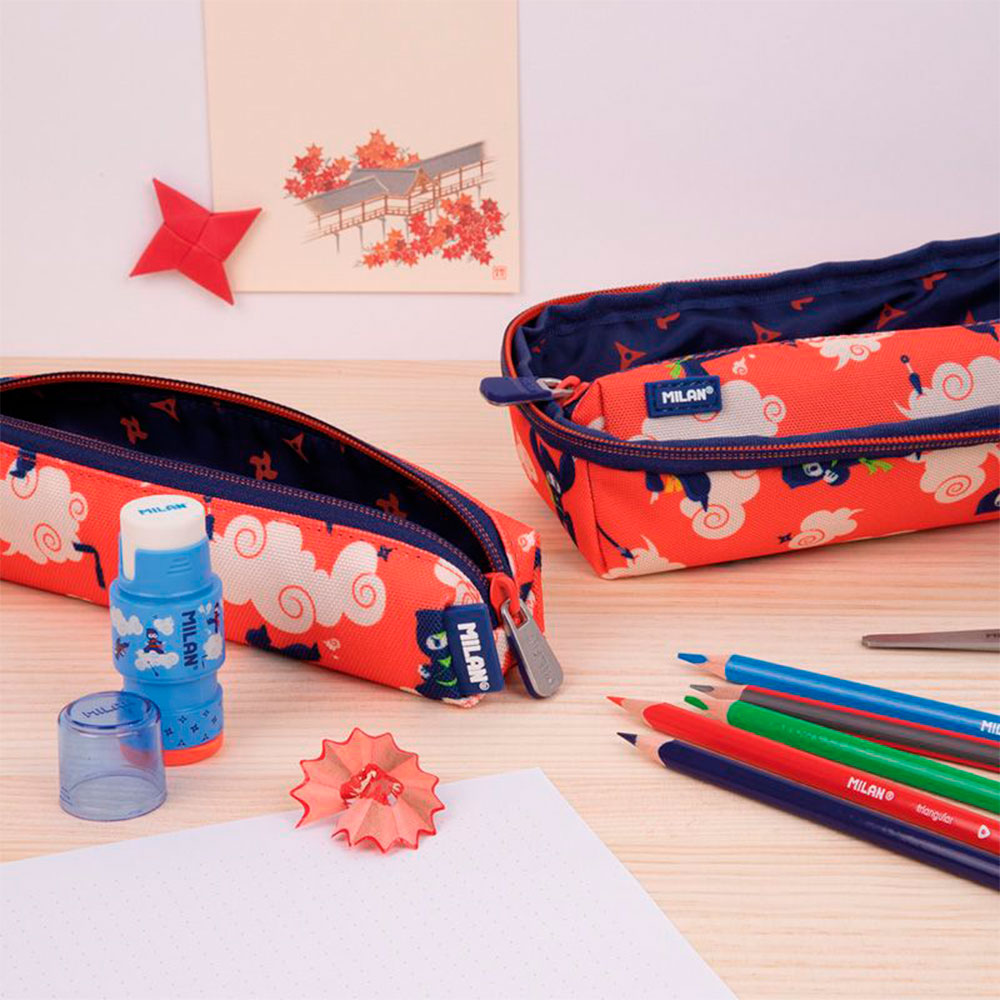 Пенал Milan "Ninjutsu", 4 отделения, с наполнением, красный - 3