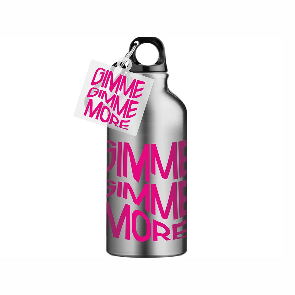 Бутылка «Gimme more» с карабином, серебристый, с брелоком, цвет прозрачный с печатью