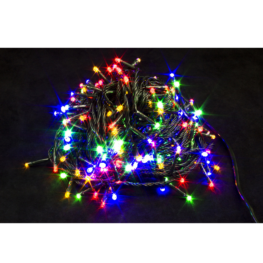 Гирлянда LED "Нить", черный провод, 21 м, разноцветный