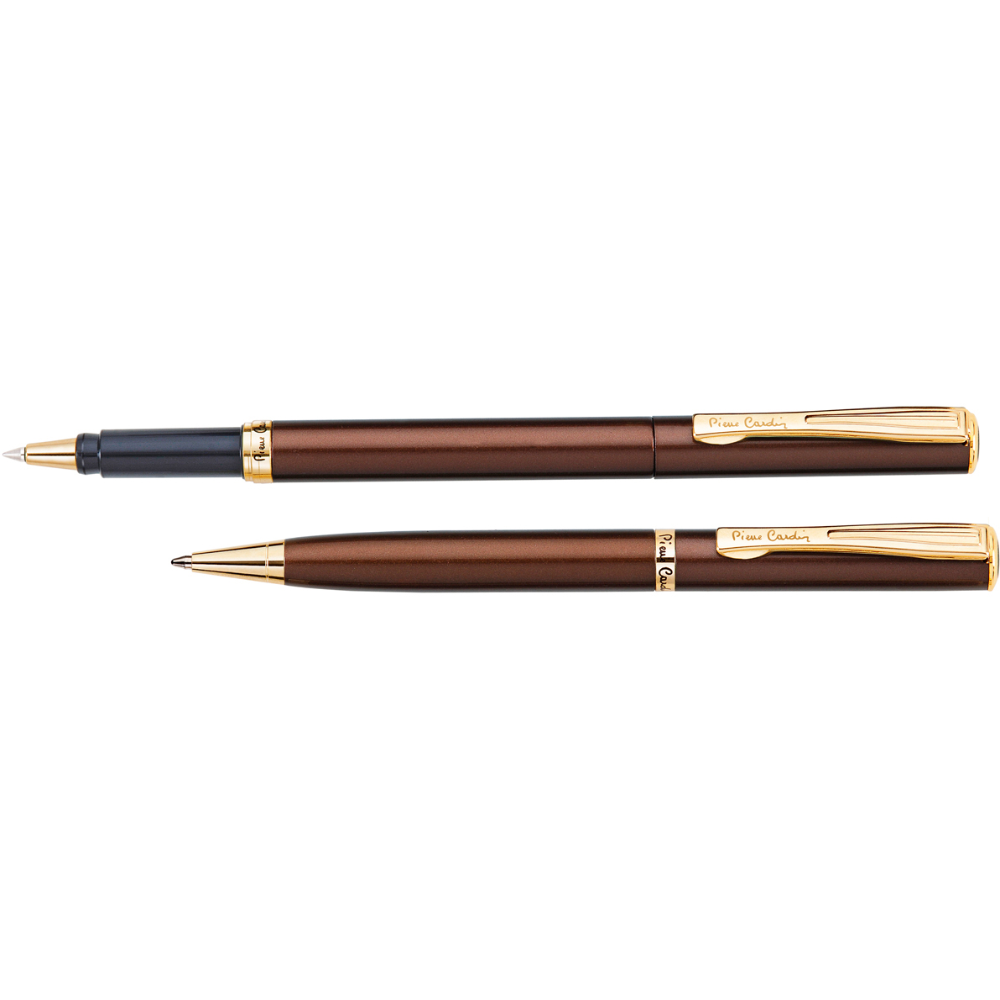 Набор ручек "Pierre Cardin Pen&Pen": ручка шариковая автоматическая и роллер, золотистый, коричневый