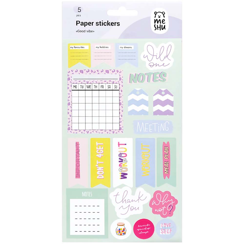 Набор наклеек бумажных "Good vibe", 5 листов, 21x12 см