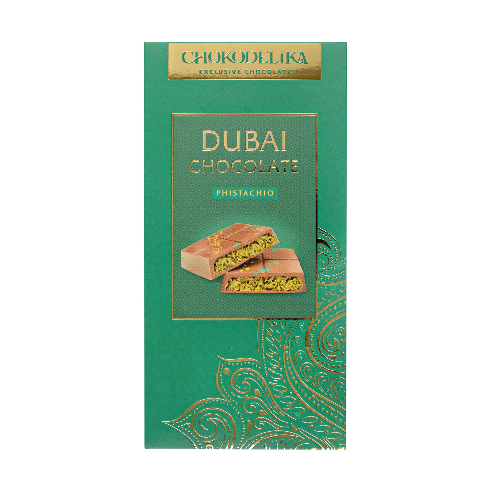Шоколад молочный "Dubai Pistachio", 180 гр, с начинкой