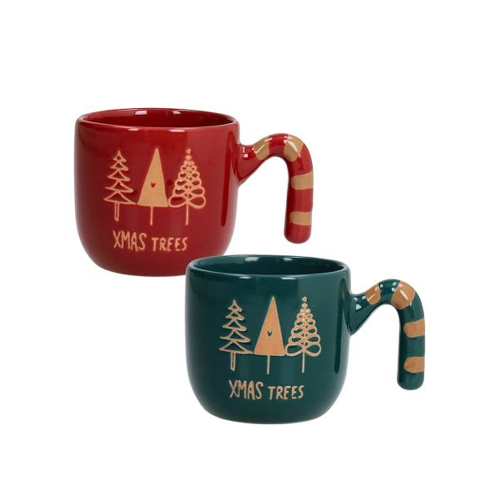 Кружка керамическая "Xmas trees", 130 мл, 2 шт, ассорти